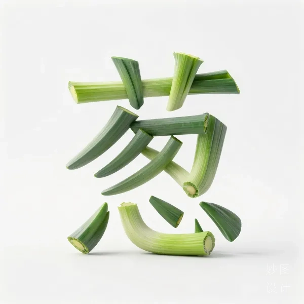 葱段行楷字特写3D高清