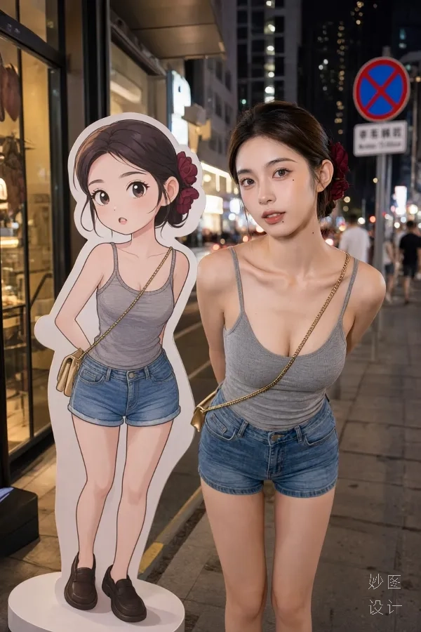 女性卡通立牌精修